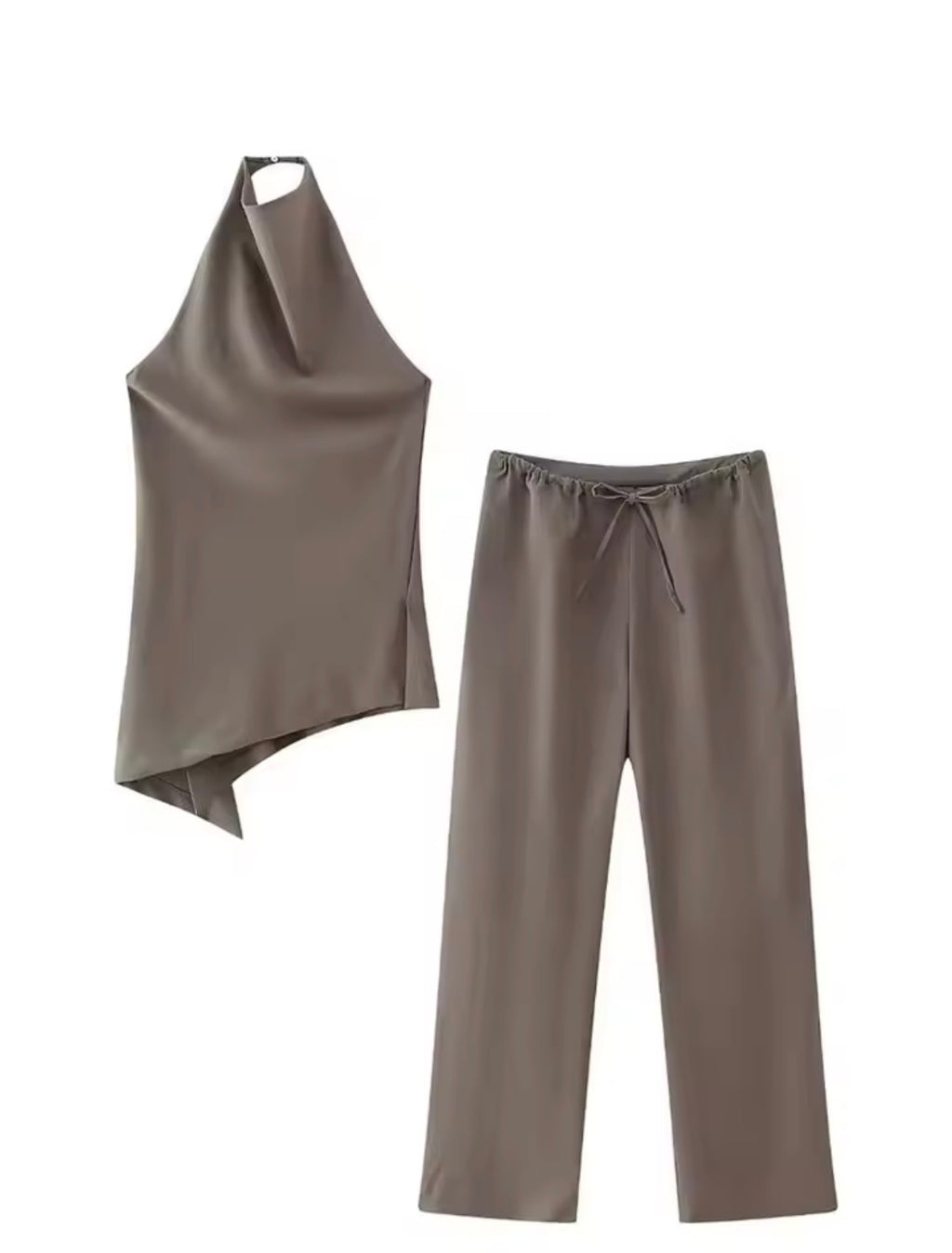 Chloe | Elegant High-Neck Draped Top Set