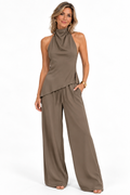 Chloe | Elegant High-Neck Draped Top Set