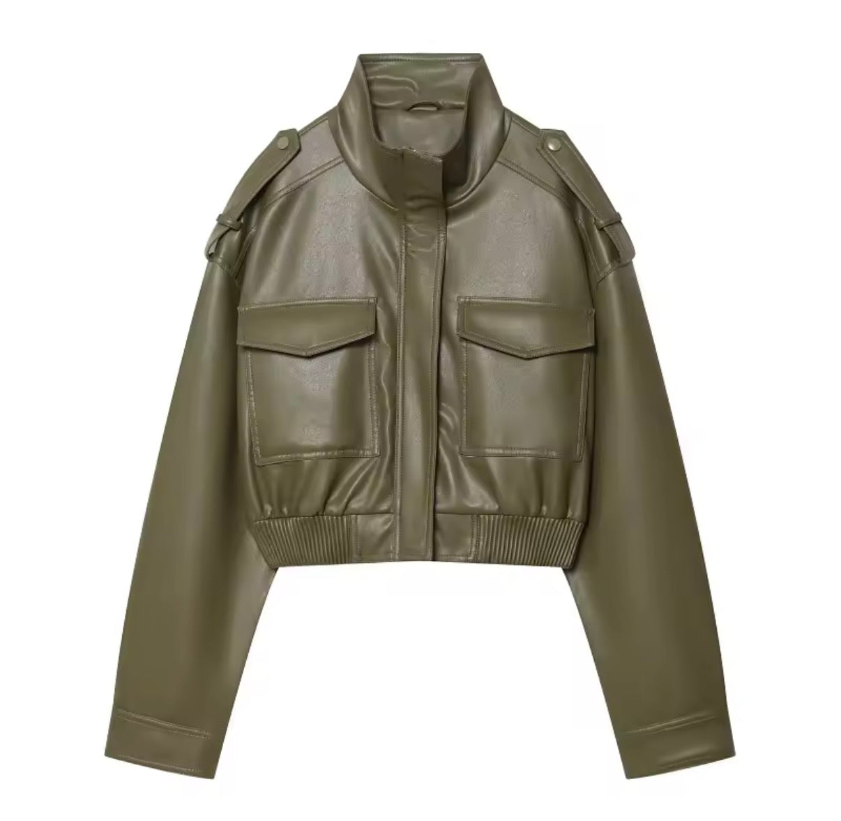Olive Cropped Utility Jacket