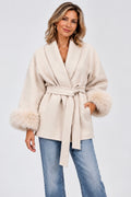 Celine | Faux Fur Cuff Belted Jacket