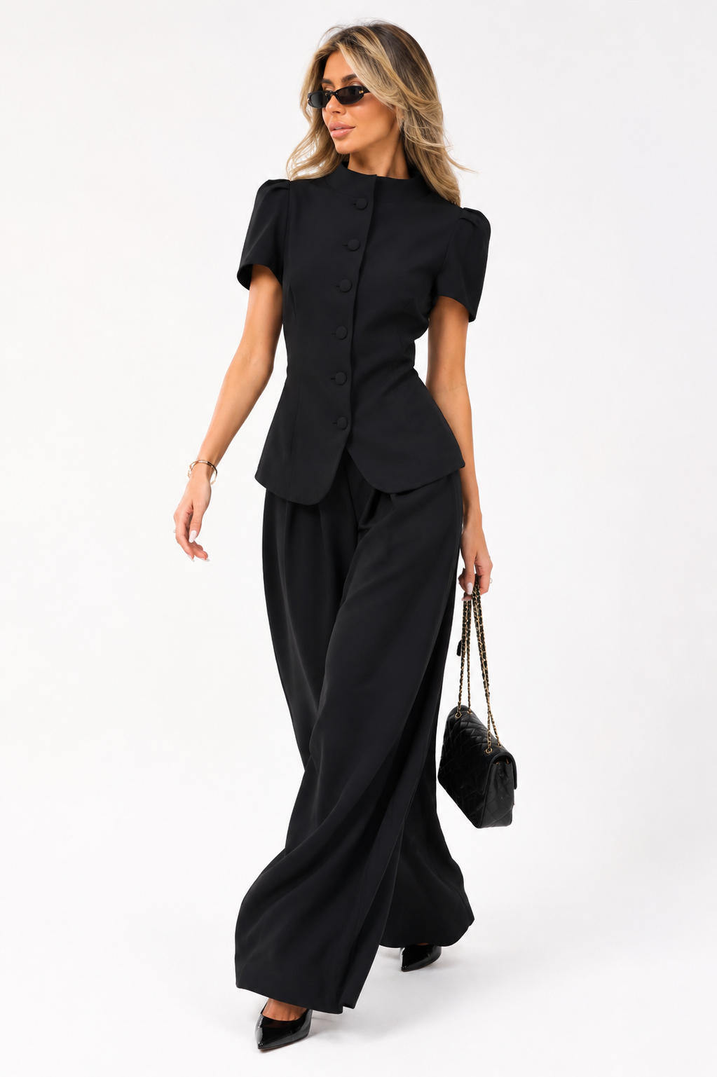 Conjunto elegante manga corta