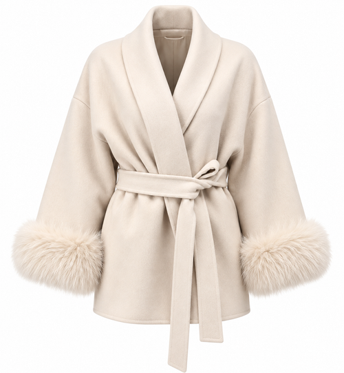Celine | Faux Fur Cuff Belted Jacket